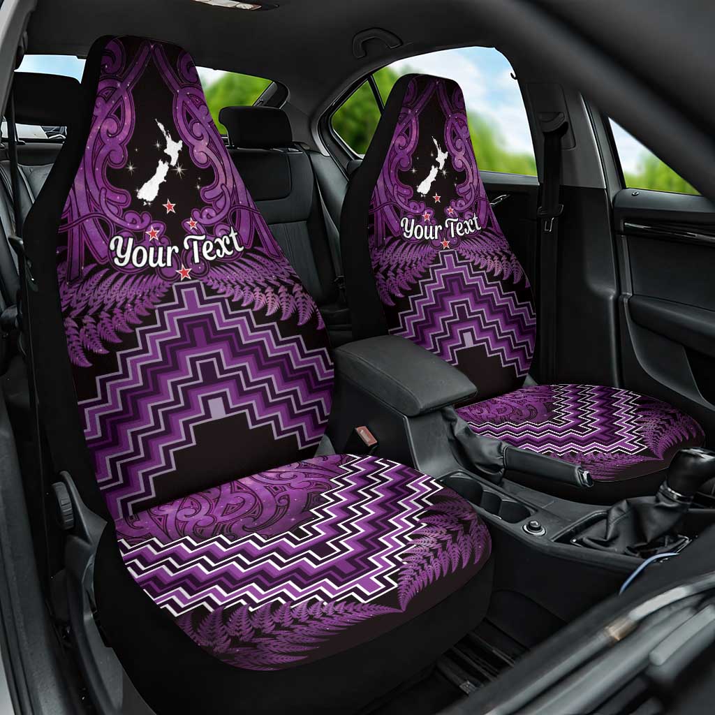 Personalised Aotearoa Matariki Car Seat Cover Purple Fern Maori Poutama LT01 One Size Purple - Polynesian Pride
