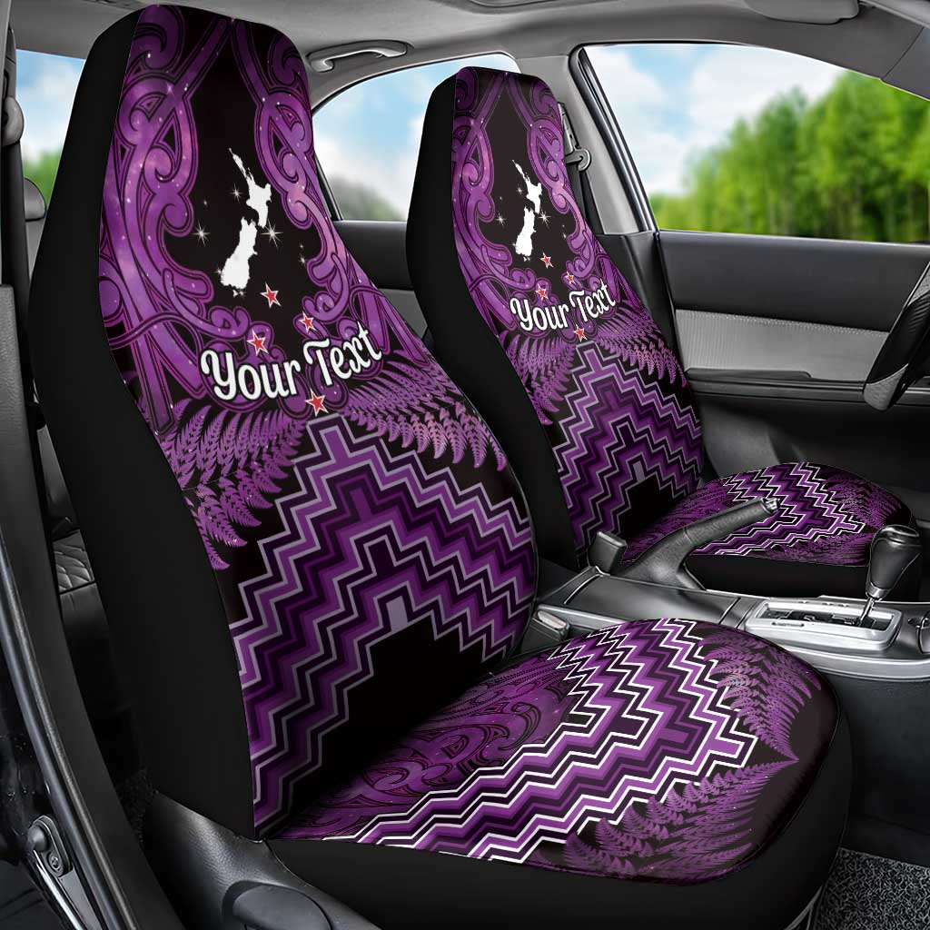 Personalised Aotearoa Matariki Car Seat Cover Purple Fern Maori Poutama LT01 - Polynesian Pride