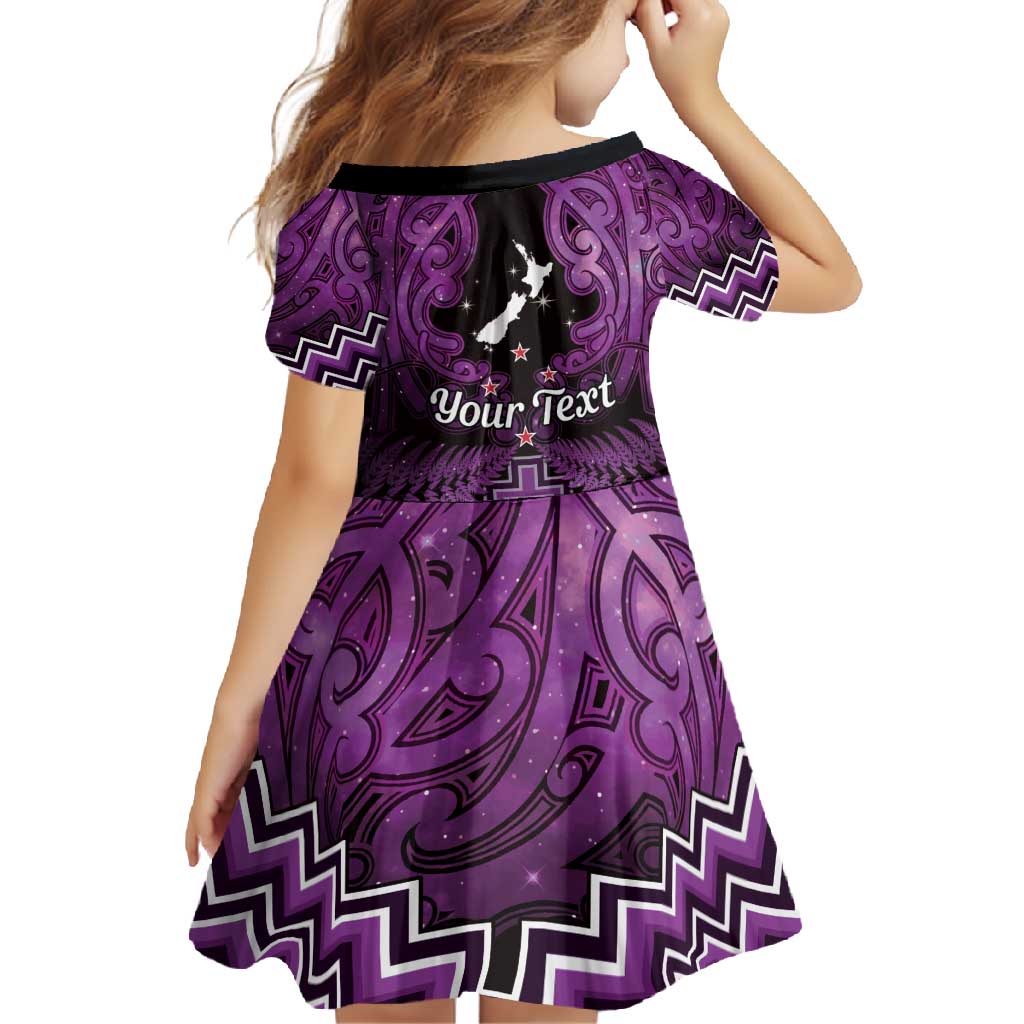 Personalised Aotearoa Matariki Family Matching Long Sleeve Bodycon Dress and Hawaiian Shirt Purple Fern Maori Poutama LT01 - Polynesian Pride