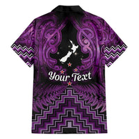 Personalised Aotearoa Matariki Family Matching Long Sleeve Bodycon Dress and Hawaiian Shirt Purple Fern Maori Poutama LT01 - Polynesian Pride