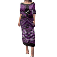 Personalised Aotearoa Matariki Family Matching Puletasi and Hawaiian Shirt Purple Fern Maori Poutama LT01 Mom's Dress Purple - Polynesian Pride