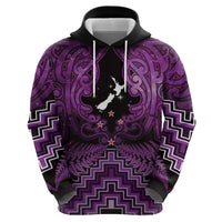 Personalised Aotearoa Matariki Hoodie Purple Fern Maori Poutama