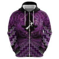 Personalised Aotearoa Matariki Hoodie Purple Fern Maori Poutama