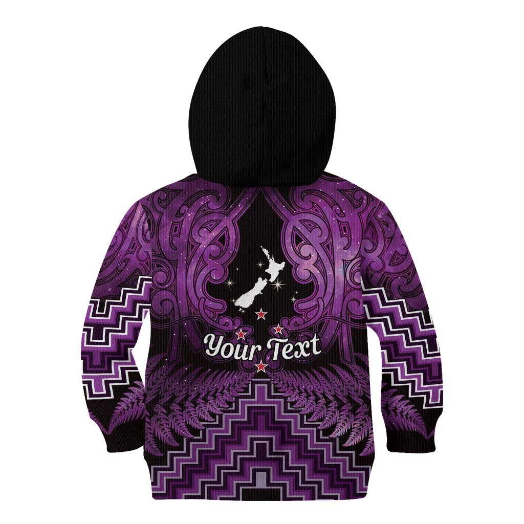 Personalised Aotearoa Matariki Kid Hoodie Purple Fern Maori Poutama LT01 - Polynesian Pride