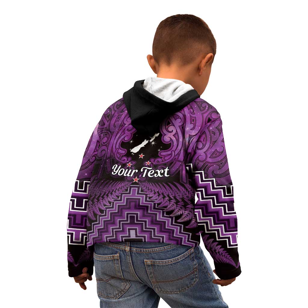 Personalised Aotearoa Matariki Kid Hoodie Purple Fern Maori Poutama LT01 - Polynesian Pride
