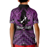 Personalised Aotearoa Matariki Kid Polo Shirt Purple Fern Maori Poutama LT01 - Polynesian Pride