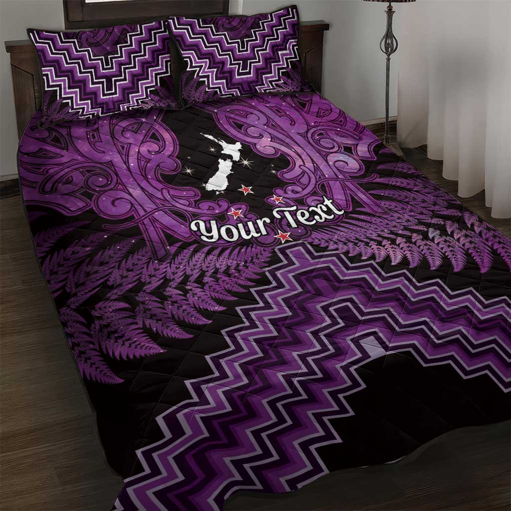 Personalised Aotearoa Matariki Quilt Bed Set Purple Fern Maori Poutama LT01 Purple - Polynesian Pride