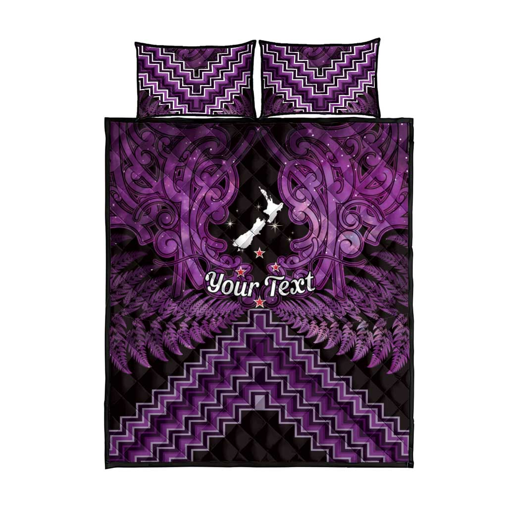 Personalised Aotearoa Matariki Quilt Bed Set Purple Fern Maori Poutama LT01 - Polynesian Pride