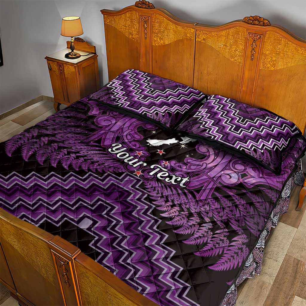 Personalised Aotearoa Matariki Quilt Bed Set Purple Fern Maori Poutama LT01 - Polynesian Pride