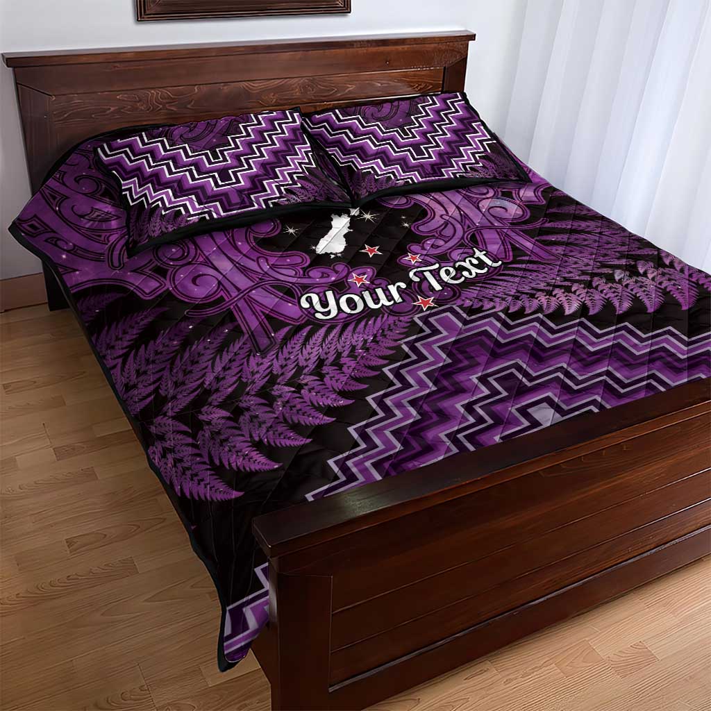 Personalised Aotearoa Matariki Quilt Bed Set Purple Fern Maori Poutama LT01 - Polynesian Pride