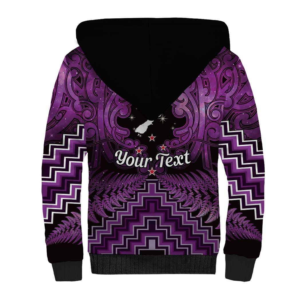 Personalised Aotearoa Matariki Sherpa Hoodie Purple Fern Maori Poutama LT01 - Polynesian Pride