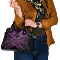 Personalised Aotearoa Matariki Shoulder Handbag Purple Fern Maori Poutama