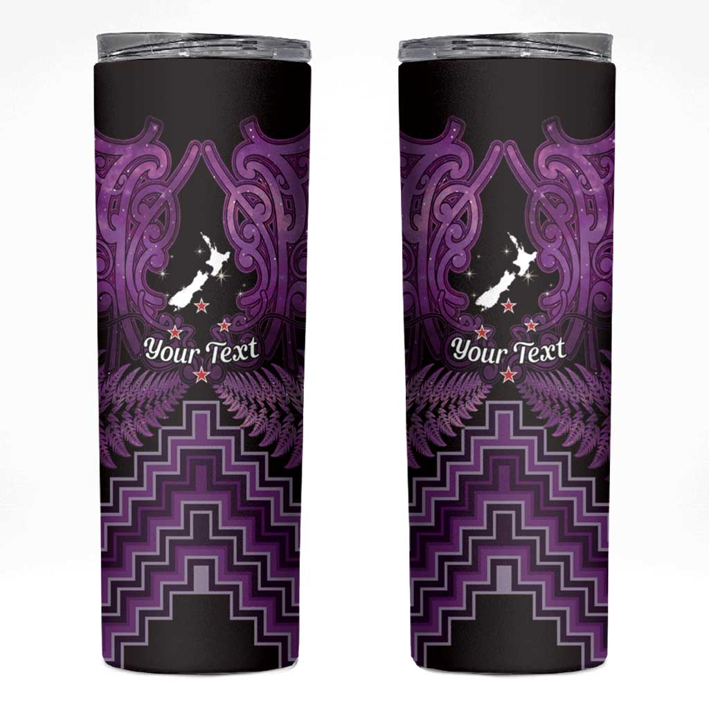 Personalised Aotearoa Matariki Skinny Tumbler Purple Fern Maori Poutama LT01 Purple - Polynesian Pride