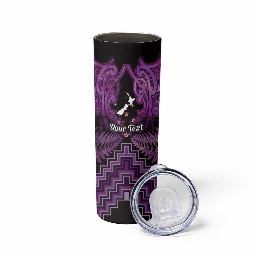 Personalised Aotearoa Matariki Skinny Tumbler Purple Fern Maori Poutama LT01 - Polynesian Pride