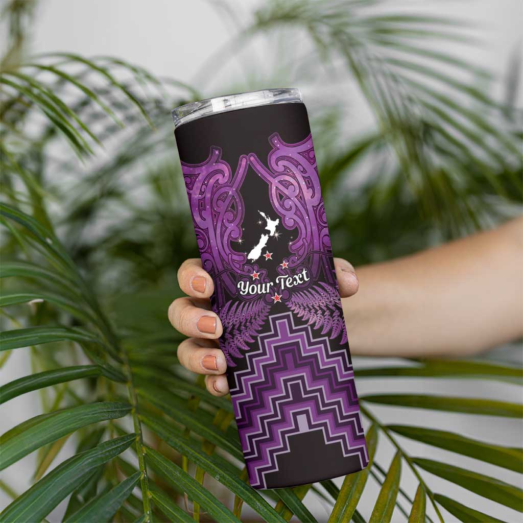 Personalised Aotearoa Matariki Skinny Tumbler Purple Fern Maori Poutama LT01 - Polynesian Pride