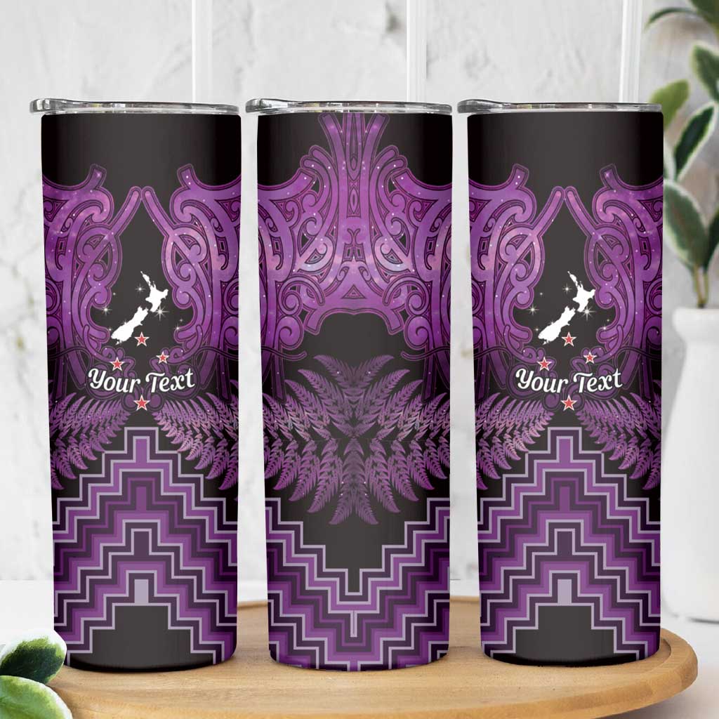 Personalised Aotearoa Matariki Skinny Tumbler Purple Fern Maori Poutama LT01 - Polynesian Pride