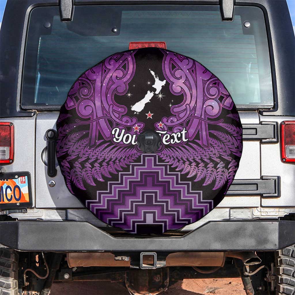 Personalised Aotearoa Matariki Spare Tire Cover Purple Fern Maori Poutama LT01 Purple - Polynesian Pride