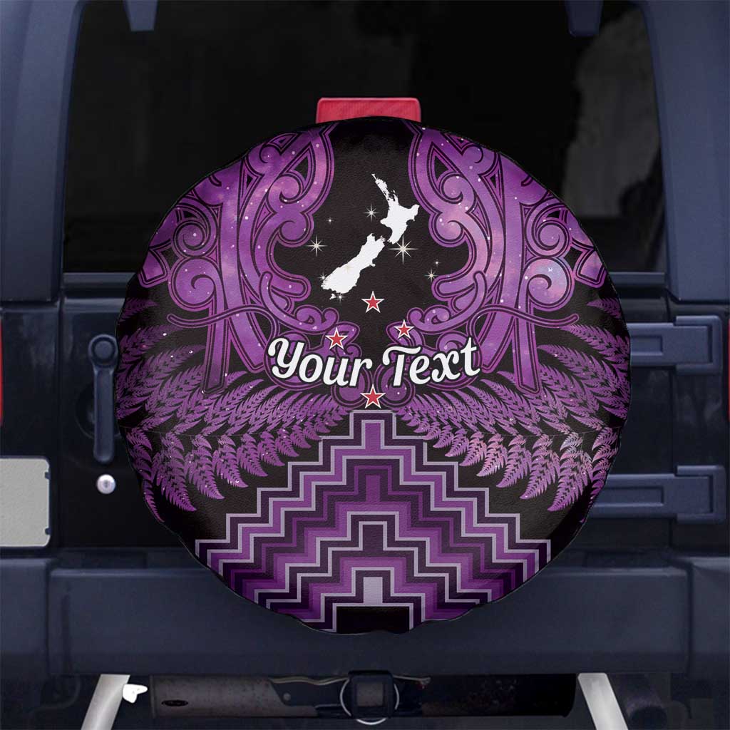 Personalised Aotearoa Matariki Spare Tire Cover Purple Fern Maori Poutama LT01 No hole Purple - Polynesian Pride