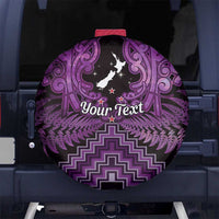 Personalised Aotearoa Matariki Spare Tire Cover Purple Fern Maori Poutama LT01 No hole Purple - Polynesian Pride