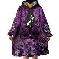 Personalised Aotearoa Matariki Wearable Blanket Hoodie Purple Fern Maori Poutama LT01 - Polynesian Pride