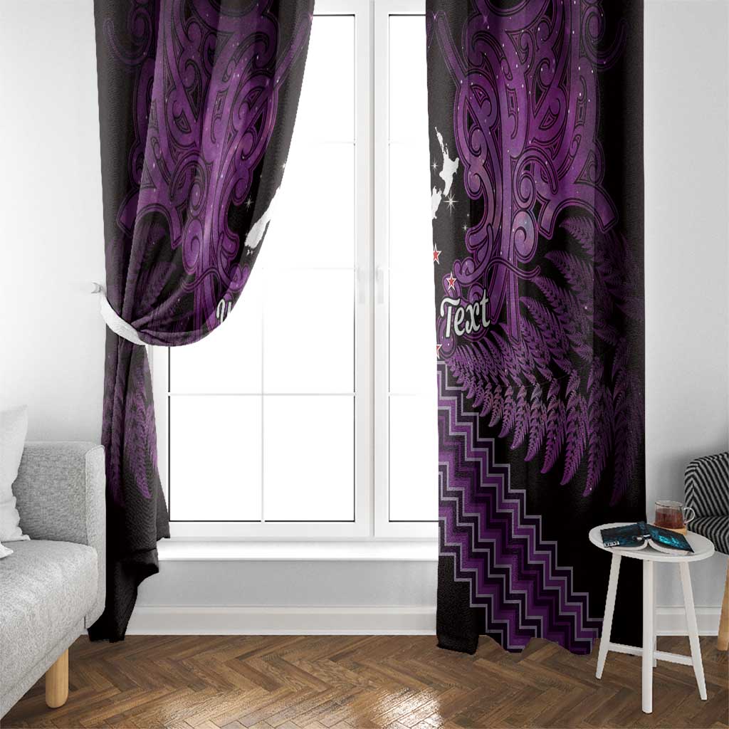 Personalised Aotearoa Matariki Window Curtain Purple Fern Maori Poutama