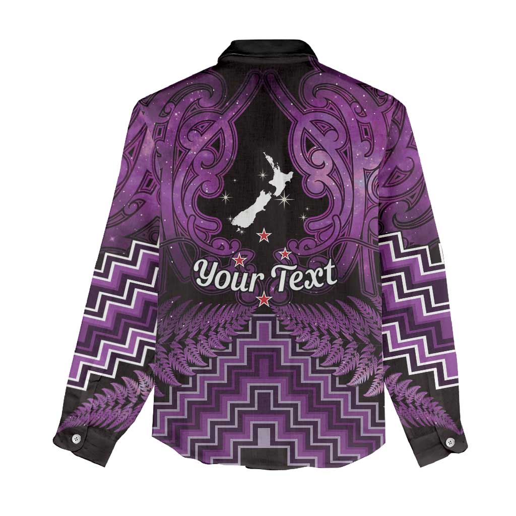 Personalised Aotearoa Matariki Women Casual Shirt Purple Fern Maori Poutama LT01 - Polynesian Pride