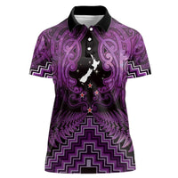 Personalised Aotearoa Matariki Women Polo Shirt Purple Fern Maori Poutama LT01 Female Purple - Polynesian Pride