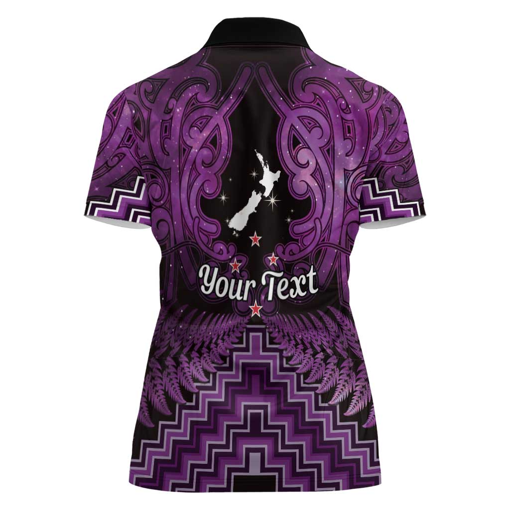 Personalised Aotearoa Matariki Women Polo Shirt Purple Fern Maori Poutama LT01 - Polynesian Pride