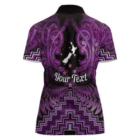 Personalised Aotearoa Matariki Women Polo Shirt Purple Fern Maori Poutama LT01 - Polynesian Pride