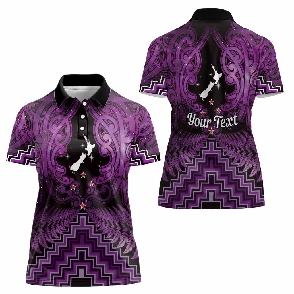 Personalised Aotearoa Matariki Women Polo Shirt Purple Fern Maori Poutama LT01 - Polynesian Pride