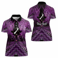 Personalised Aotearoa Matariki Women Polo Shirt Purple Fern Maori Poutama LT01 - Polynesian Pride