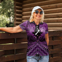 Personalised Aotearoa Matariki Women Polo Shirt Purple Fern Maori Poutama LT01 - Polynesian Pride