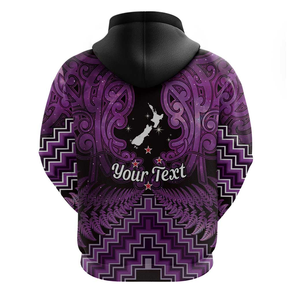 Personalised Aotearoa Matariki Zip Hoodie Purple Fern Maori Poutama LT01 - Polynesian Pride