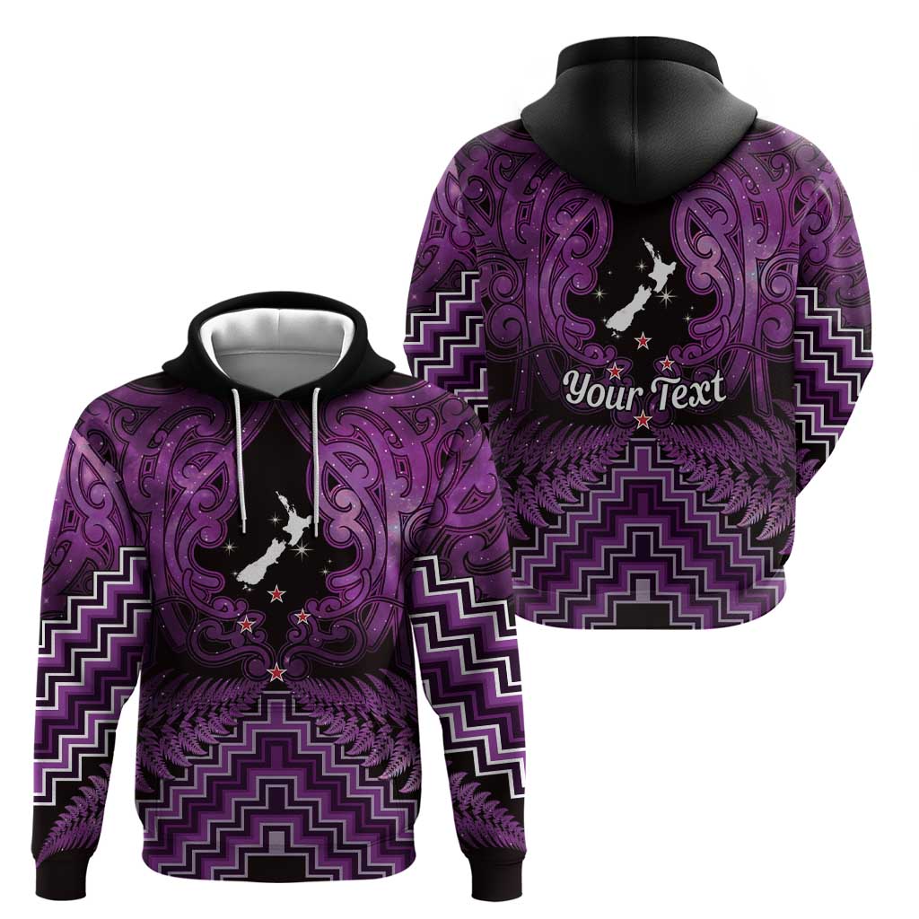 Personalised Aotearoa Matariki Zip Hoodie Purple Fern Maori Poutama LT01 - Polynesian Pride