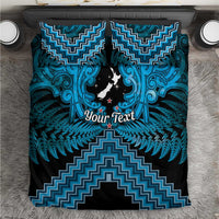 Personalised Aotearoa Matariki Bedding Set Turquoise Fern Maori Poutama