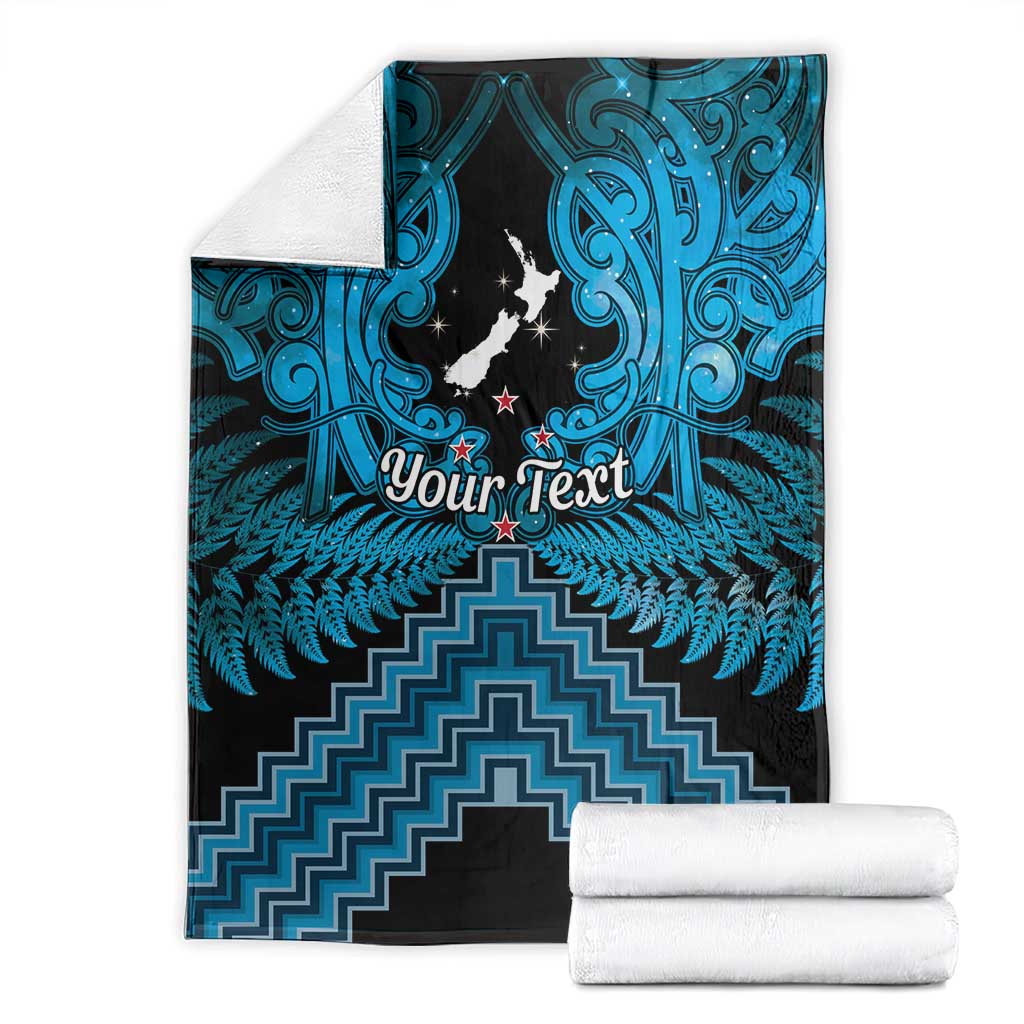 Personalised Aotearoa Matariki Blanket Turquoise Fern Maori Poutama