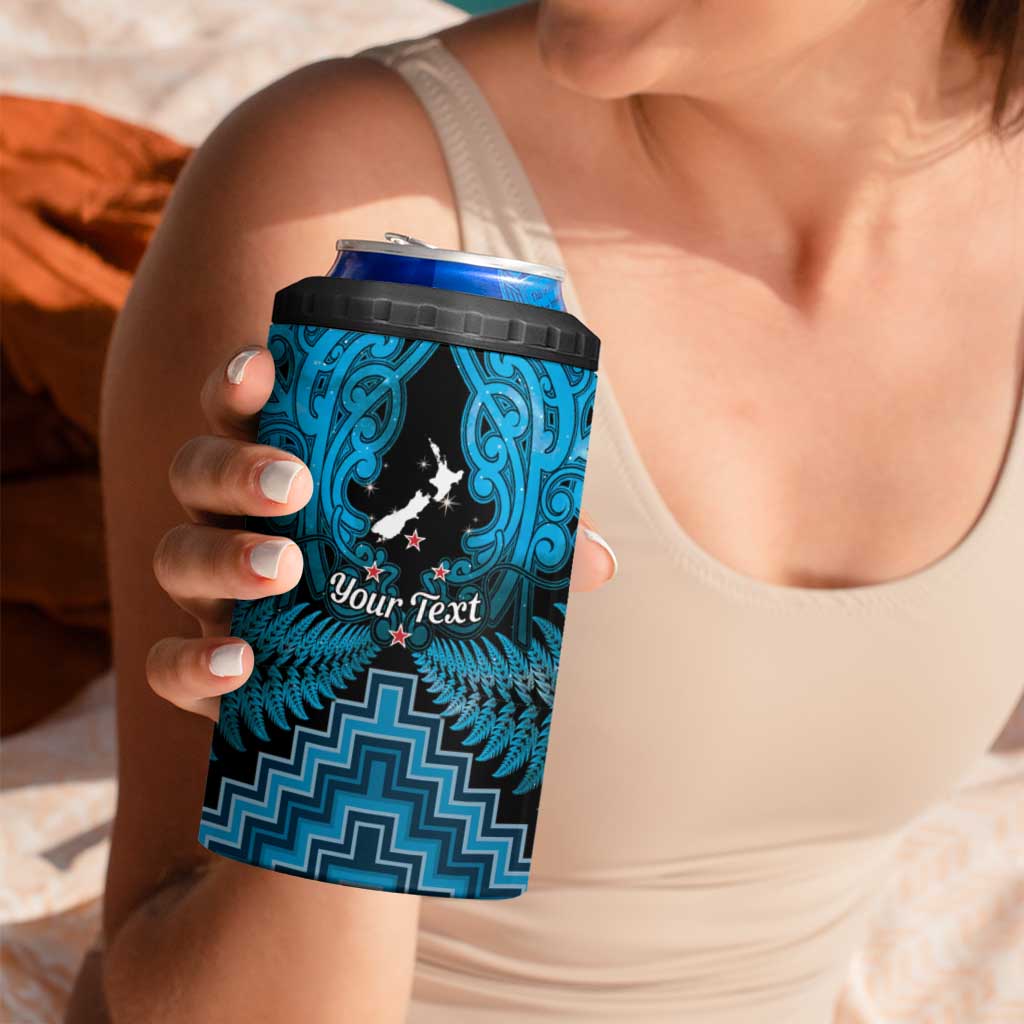 Personalised Aotearoa Matariki 4 in 1 Can Cooler Tumbler Turquoise Fern Maori Poutama LT01 - Polynesian Pride