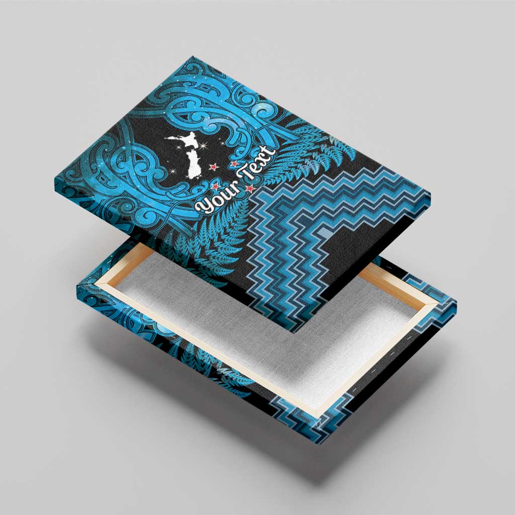 Personalised Aotearoa Matariki Canvas Wall Art Turquoise Fern Maori Poutama