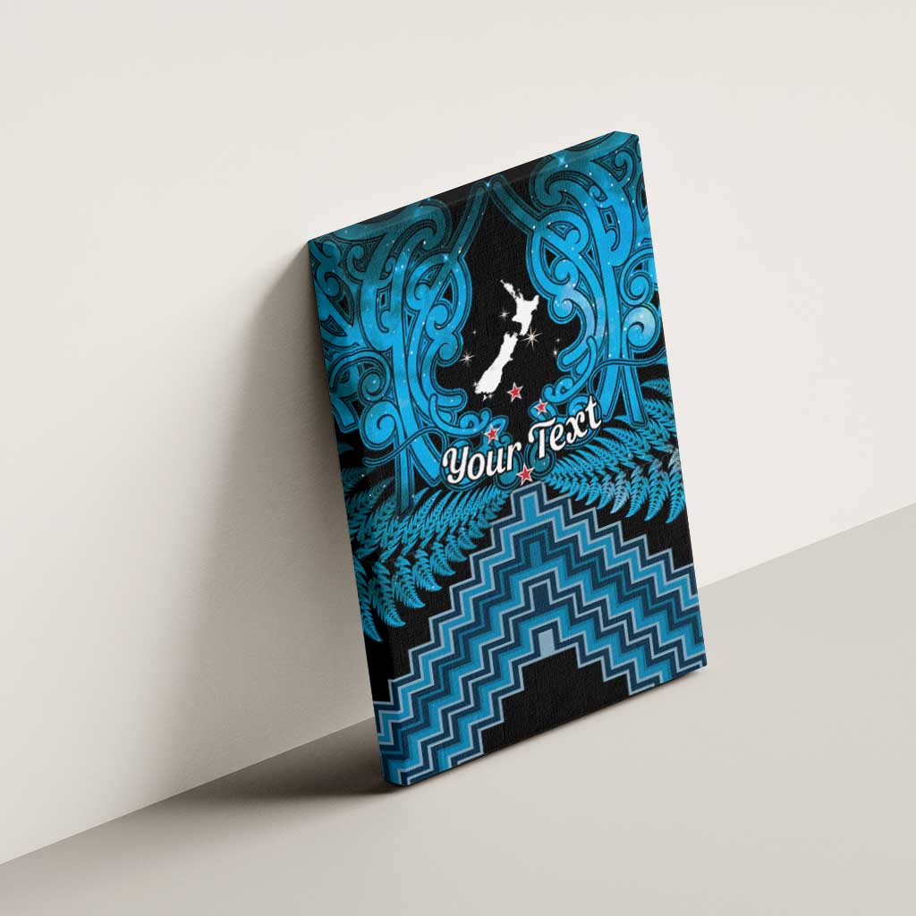 Personalised Aotearoa Matariki Canvas Wall Art Turquoise Fern Maori Poutama