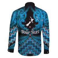 Personalised Aotearoa Matariki Family Matching Off The Shoulder Long Sleeve Dress and Hawaiian Shirt Turquoise Fern Maori Poutama LT01 - Polynesian Pride