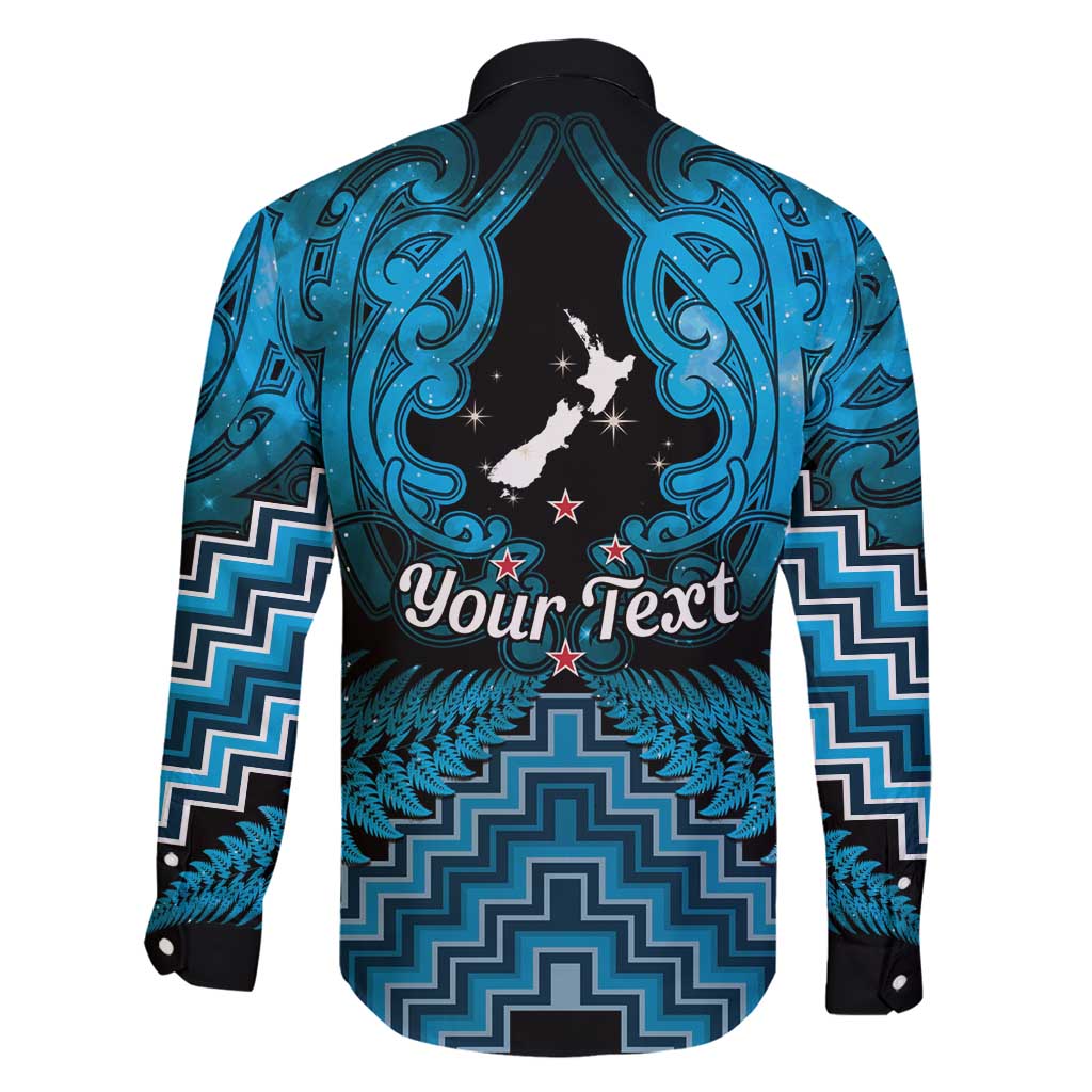 Personalised Aotearoa Matariki Family Matching Off Shoulder Maxi Dress and Hawaiian Shirt Turquoise Fern Maori Poutama LT01 - Polynesian Pride