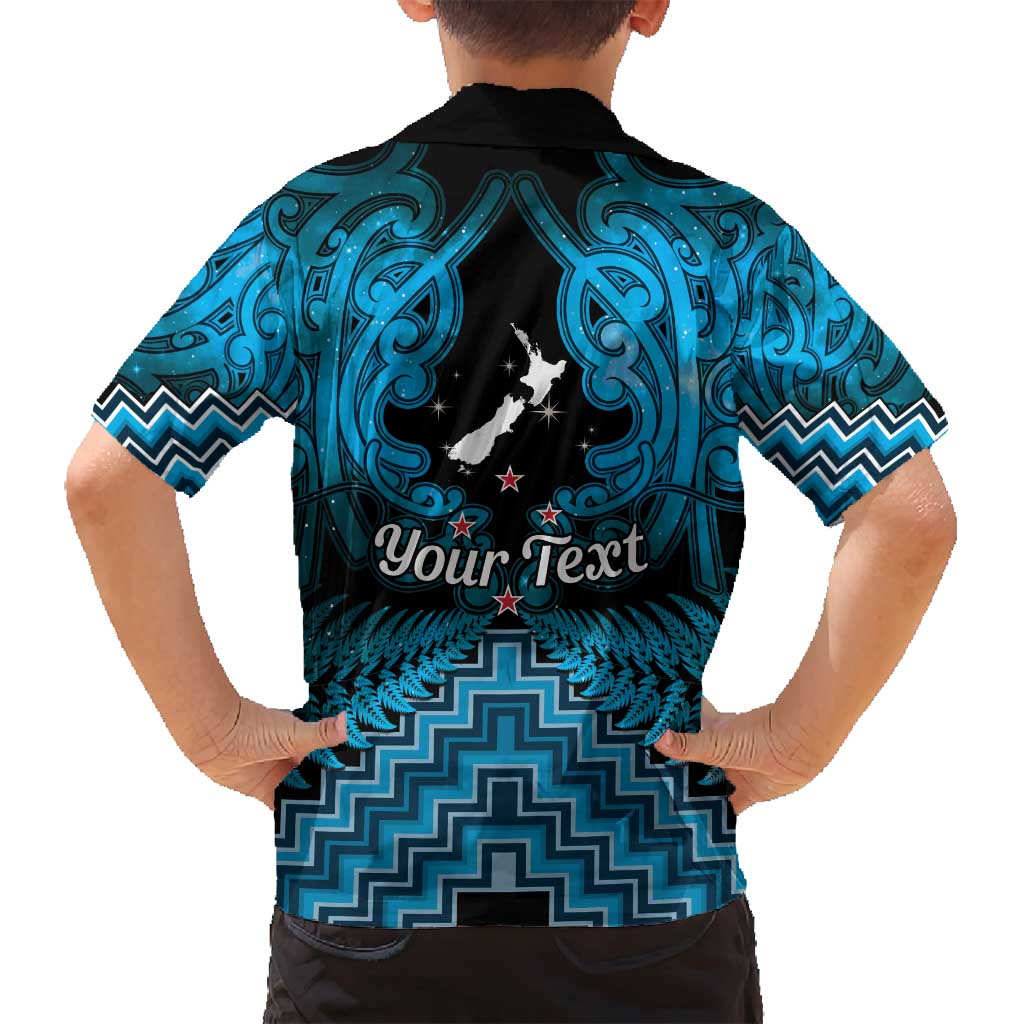 Personalised Aotearoa Matariki Family Matching Puletasi and Hawaiian Shirt Turquoise Fern Maori Poutama LT01 - Polynesian Pride