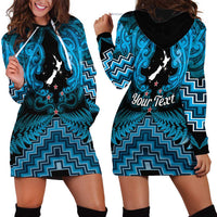 Personalised Aotearoa Matariki Hoodie Dress Turquoise Fern Maori Poutama LT01 - Polynesian Pride