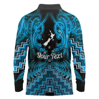 Personalised Aotearoa Matariki Long Sleeve Polo Shirt Turquoise Fern Maori Poutama LT01 - Polynesian Pride
