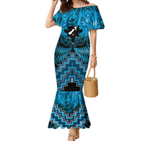 Personalised Aotearoa Matariki Mermaid Dress Turquoise Fern Maori Poutama LT01 Women Turquoise - Polynesian Pride