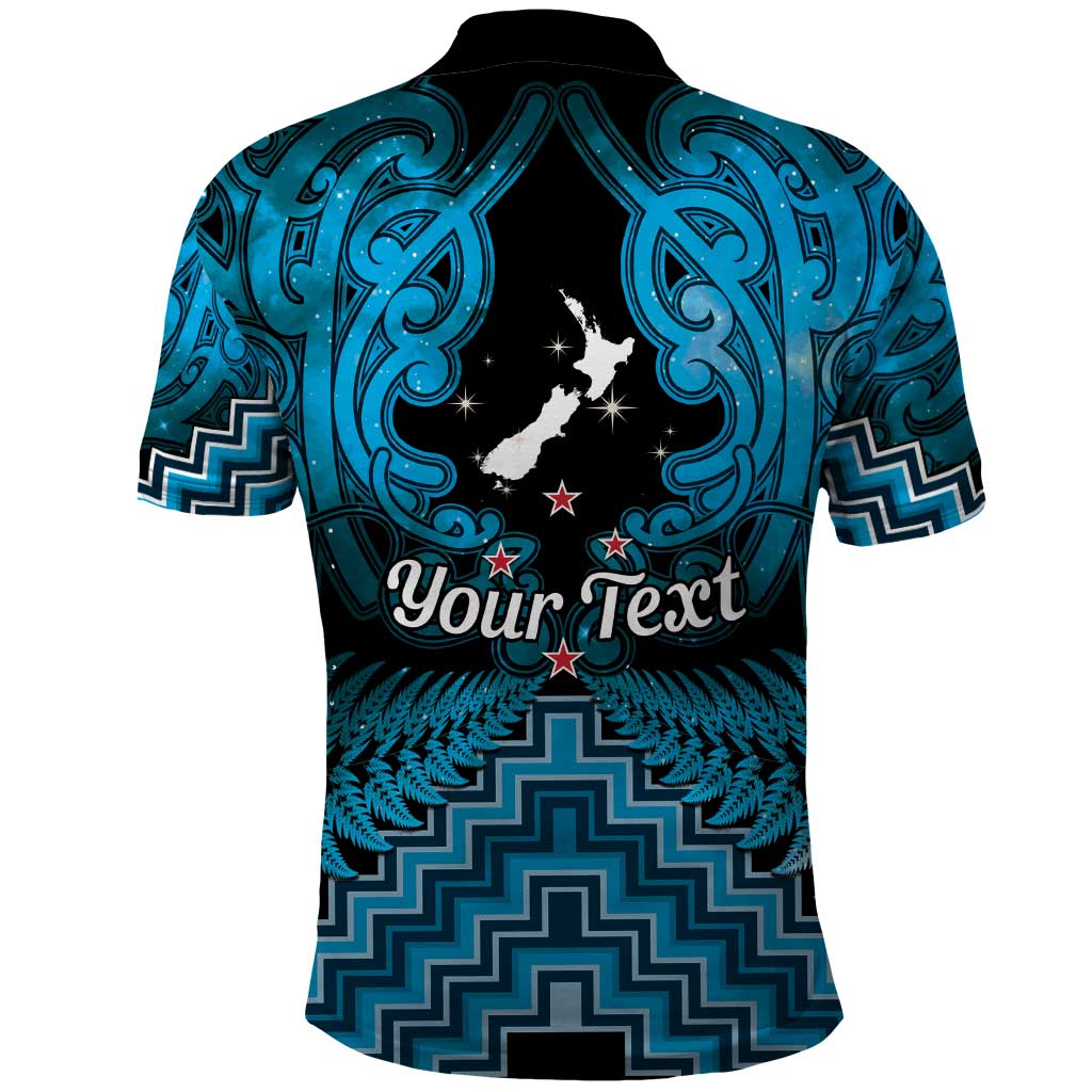 Personalised Aotearoa Matariki Polo Shirt Turquoise Fern Maori Poutama