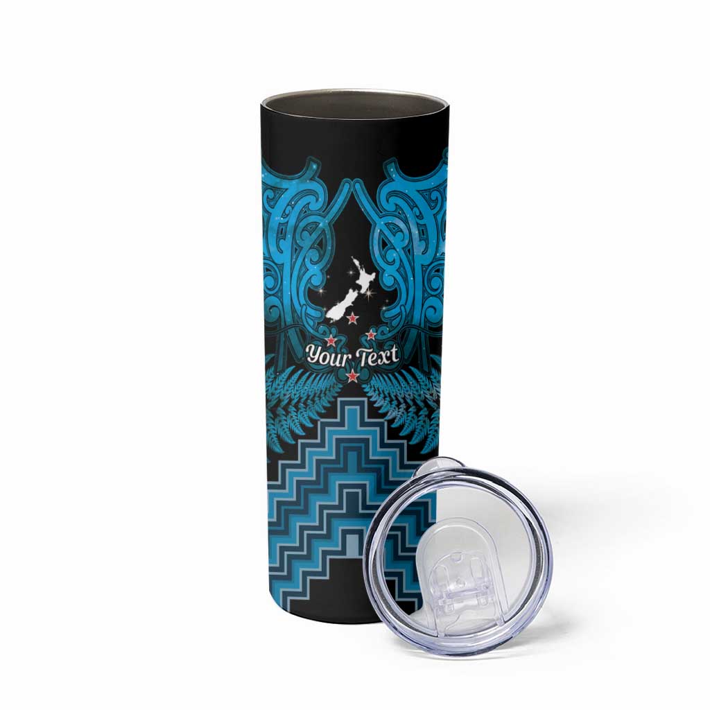 Personalised Aotearoa Matariki Skinny Tumbler Turquoise Fern Maori Poutama LT01 - Polynesian Pride
