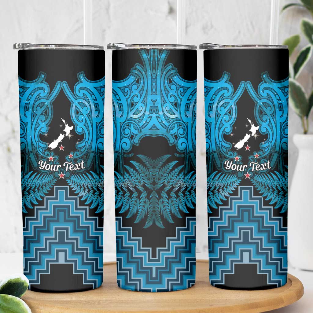 Personalised Aotearoa Matariki Skinny Tumbler Turquoise Fern Maori Poutama LT01 - Polynesian Pride