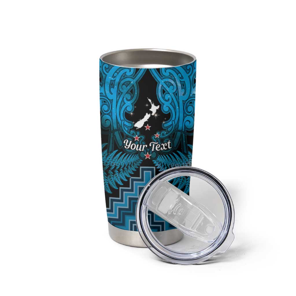 Personalised Aotearoa Matariki Tumbler Cup Turquoise Fern Maori Poutama