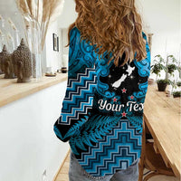 Personalised Aotearoa Matariki Women Casual Shirt Turquoise Fern Maori Poutama LT01 - Polynesian Pride